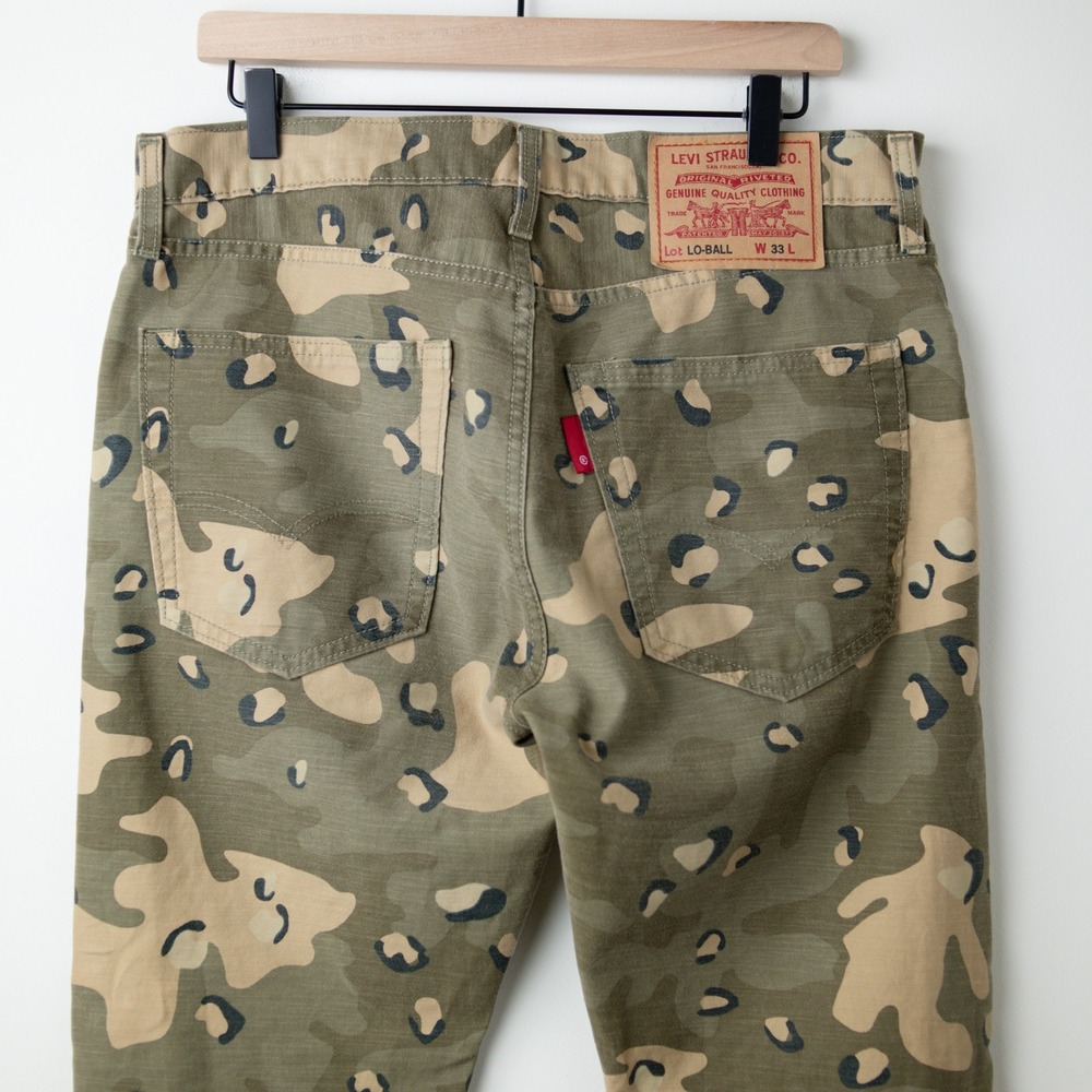 Levi's Lo-Ball Camo Slim Jeans Pants Mens 33 Green Distressed Ripped Camouflage - Picture 7 of 12